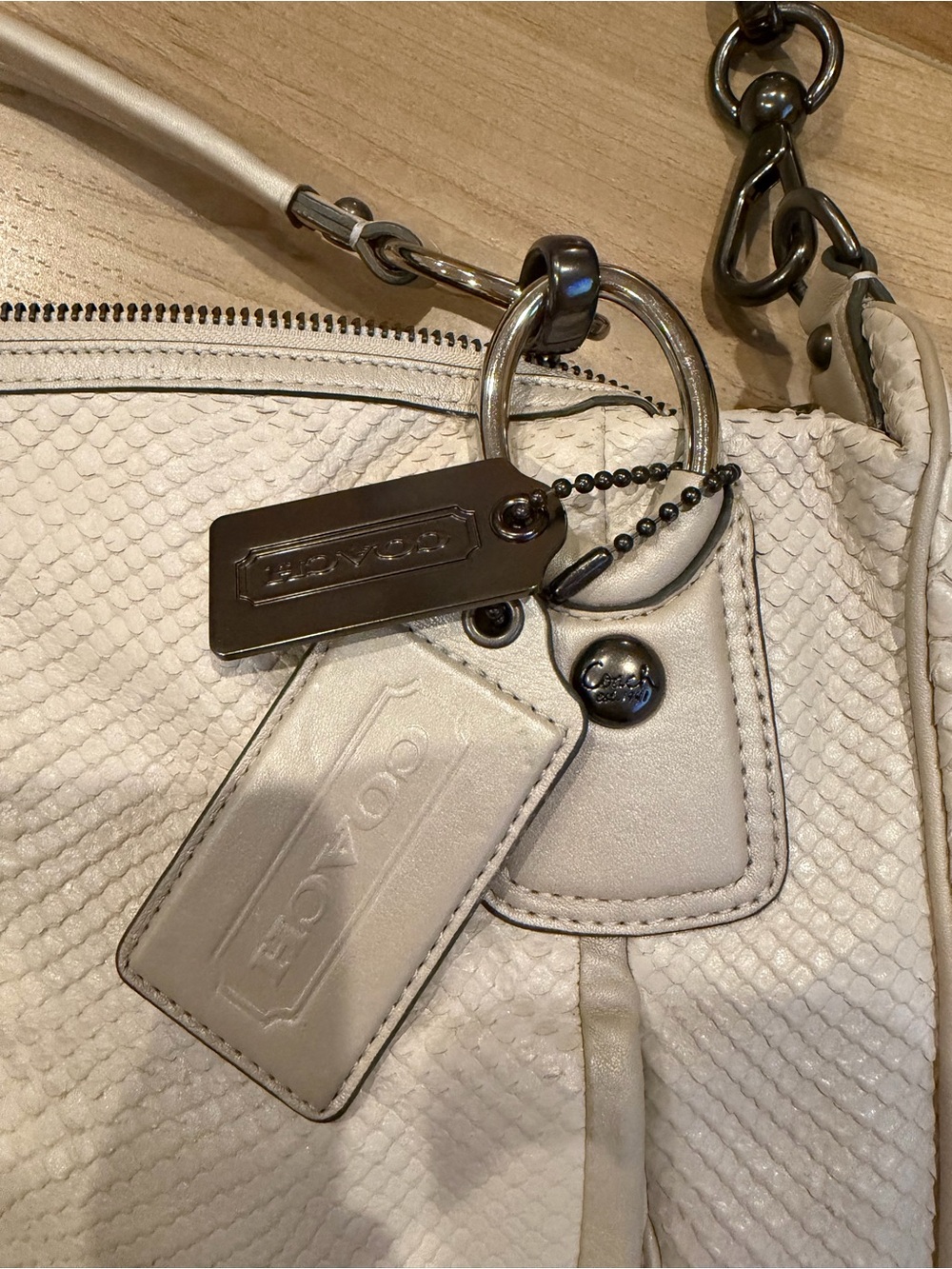 Coach White Python Embossed Kristin Tote - Picture 2 of 7